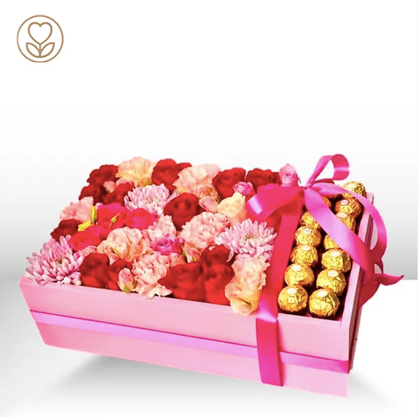 Caja Floral con Chocolates